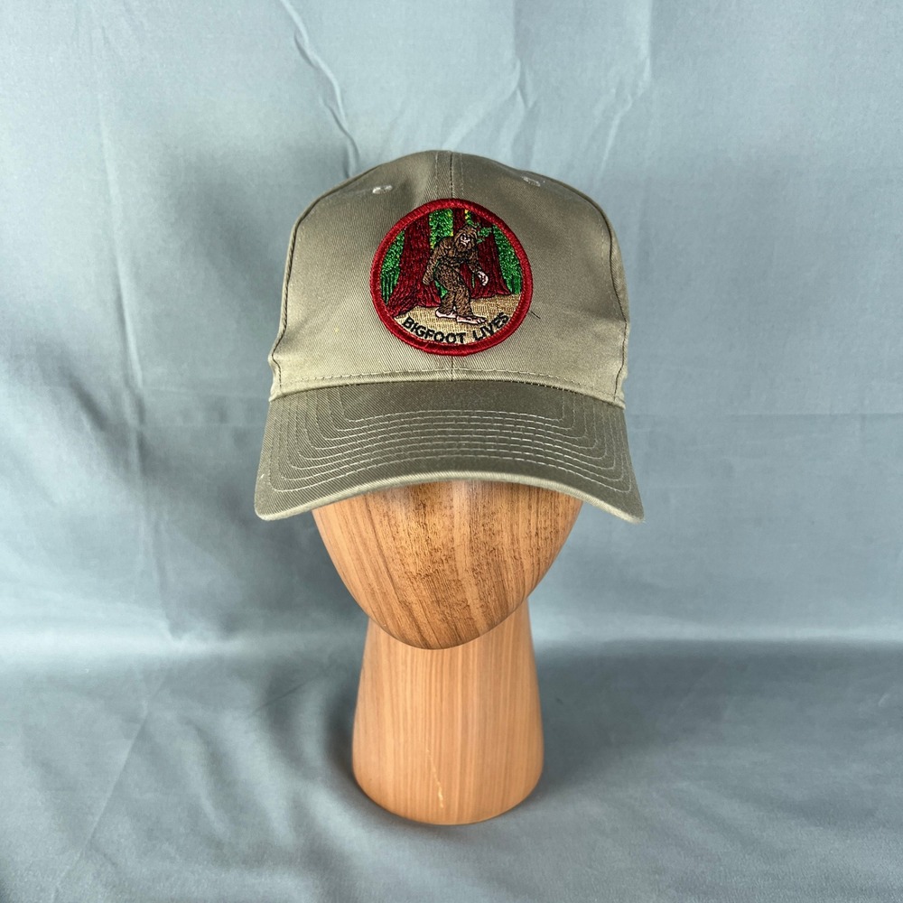 Mega Cap Bigfoot Lives Baseball Hat Mens One Size Olive Green 6 Panel Snapback